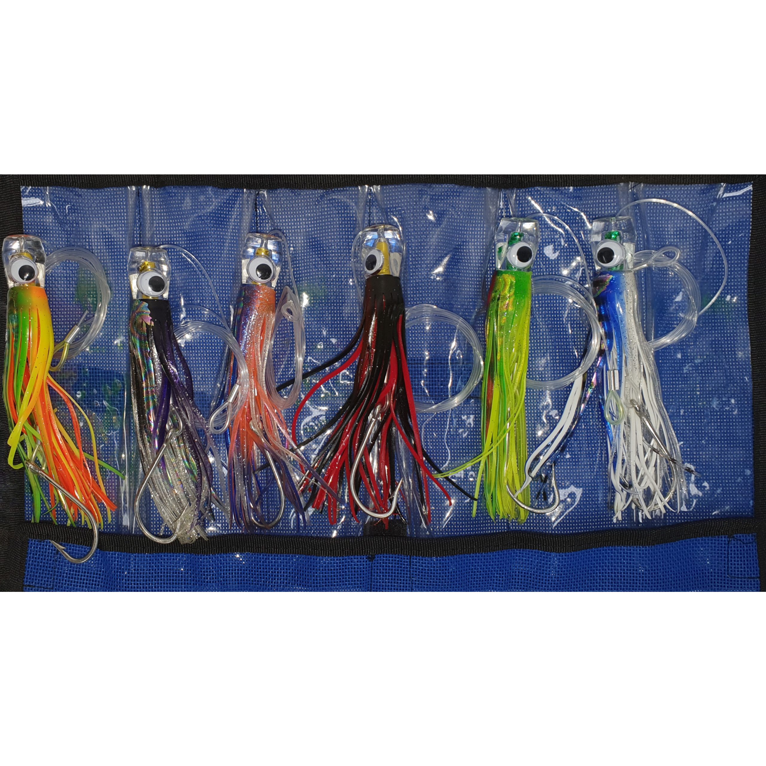 Skirted Trolling Lures Bag – X6 Pcs. With Rigged Line & Hook • Vtackle